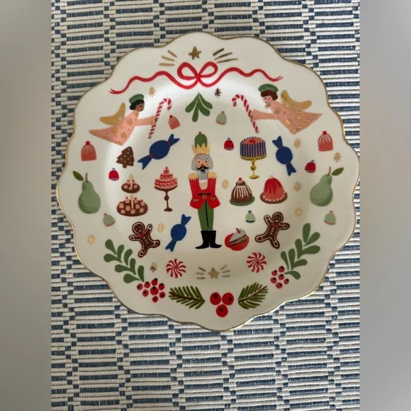 Rifle Paper Co for Anthropologie ceramic Holiday Plate - Picture 4 of 4
